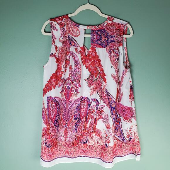 Violet+Claire Womens Multicolor Pink Orange Paisley Sleeveless Tank Top Size 1X - Picture 2 of 6